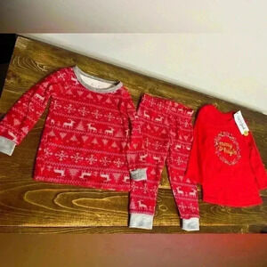 Sleepwear Girls Red & White Christmas PJs And Shirt 18M NWT